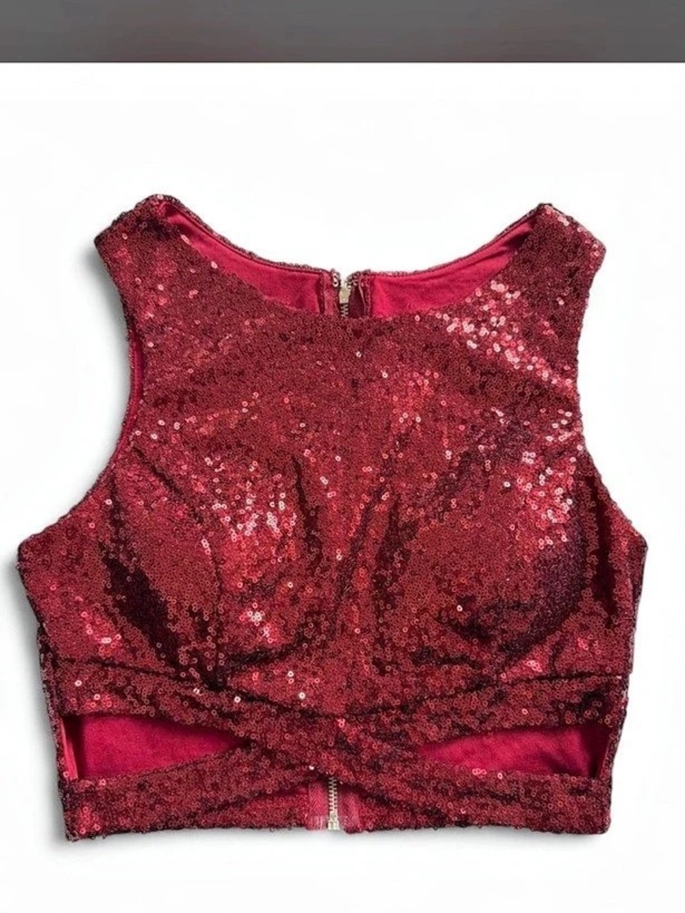 Small Sequin Crop Top in Red Like New